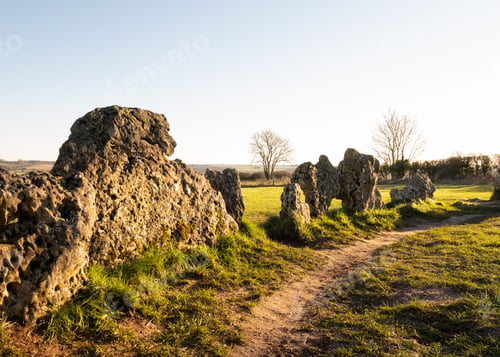 Preview: Ancient stone circle in sunlit field