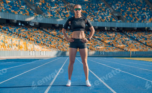 Preview: Female runner getting ready to warm up and workout before running.