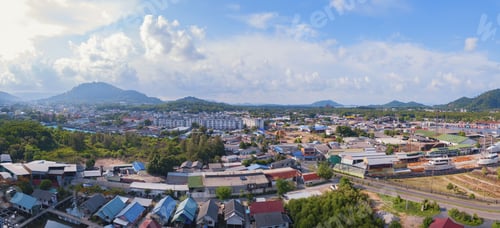 Preview: Aerial view of Pattaya town, Chonburi, Thailand. Tourism city