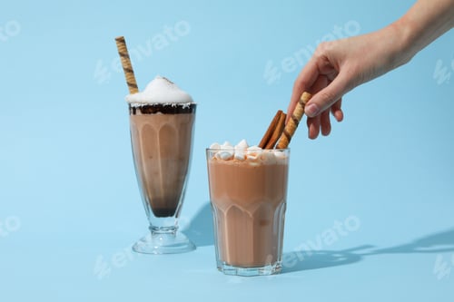 Preview: Tasty fresh summer dessert - delicious chocolate milkshake