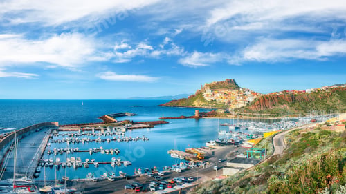 Preview: Unbelivable view of Medieval town of Castelsardo. Cityscape of Castelsardo port.