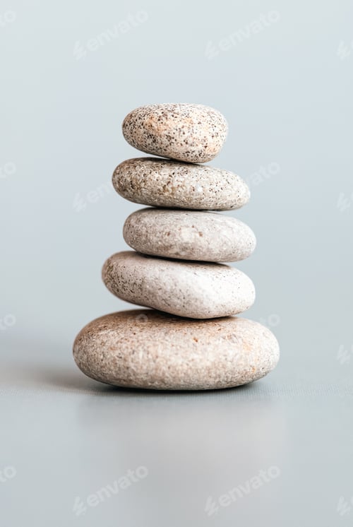 Preview: Stones stacked in pyramid, balance, stability, zen, meditation, body mind and soul harmony concept