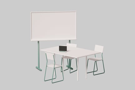 Preview: Minimalist office with a laptop and whiteboard