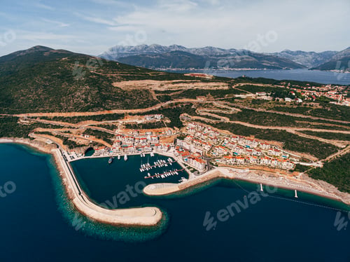 Preview: Aerial view to the Lustica Bay marina. Montenegro