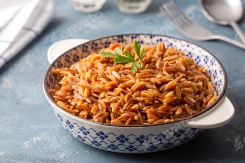 Preview: Traditional delicious Turkish dish, barley noodle pilaf (Turkish name; Arpa sehriye pilavi)