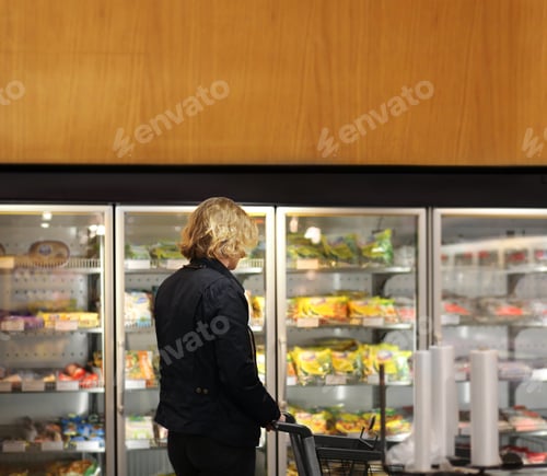 Preview: Man Choosing Frozen Food From A Supermarket Freezer
