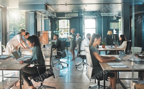 Preview: Corporate business people working in busy marketing office space, planning strategy in books and re