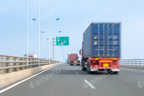 Preview: container trucks on bay bridge
