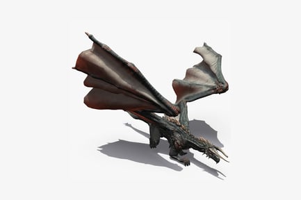 Dragon with spread wings, side view