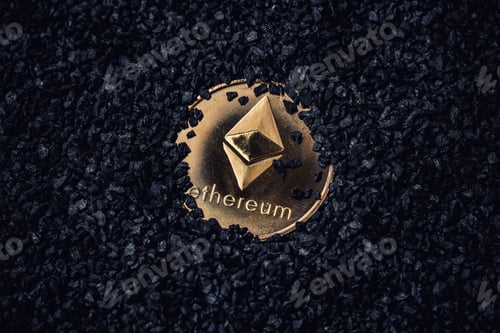 Preview: Gold coin with cryptocurrency logo