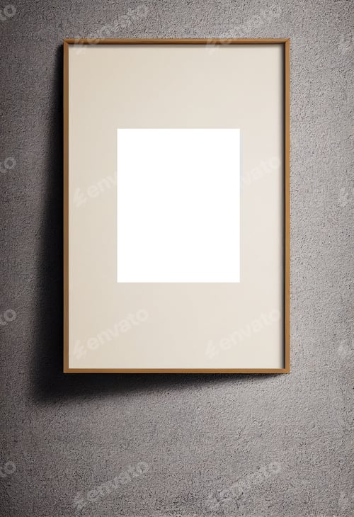 Preview: Mock up poster frame in modern interior background, elegant wood accessories. Design home decor. Boh