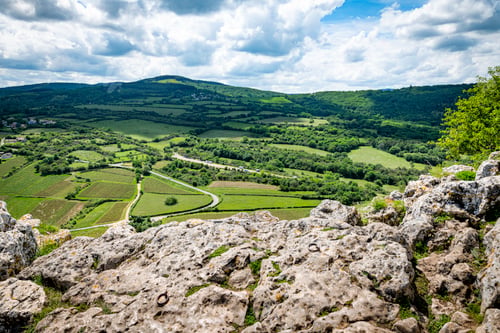 Preview: Environment of La Roche de Solutre with vineyards, Burgundy, France