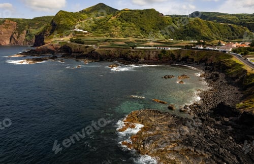 Preview: Majestic view of seashore and mountains