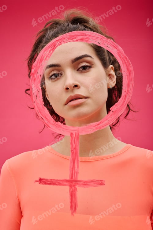 Preview: Girl expressing her power with symbol