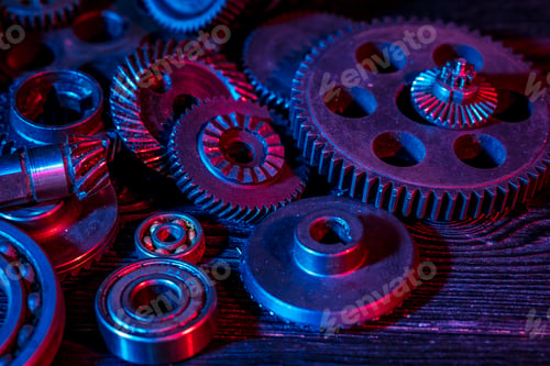 Preview: Gears. Machine part. Neon color