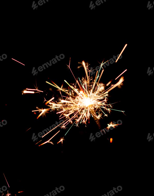 Preview: One bengal fire sparkles against the black background.