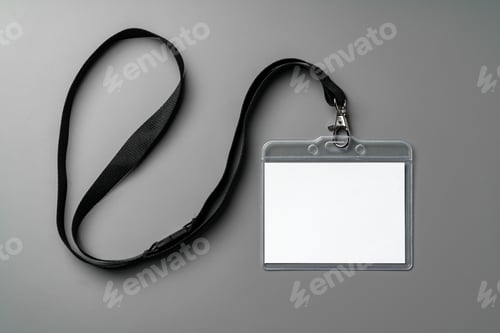 Preview: Blank nametag on gray background copy space