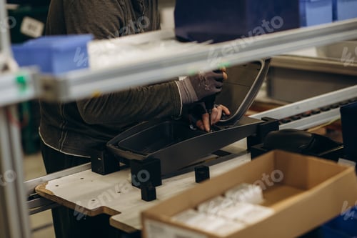 Preview: Street lighting factory. Conveyor for the production of street lamps