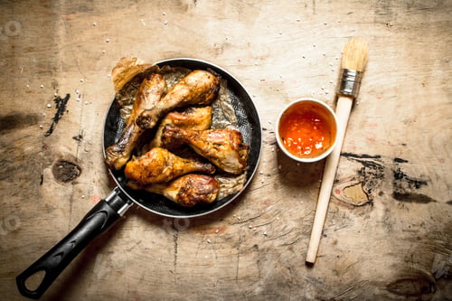Preview: Fried chicken with tomato sauce.