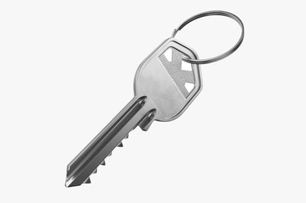 Preview: Modern Silver Key with Keyring