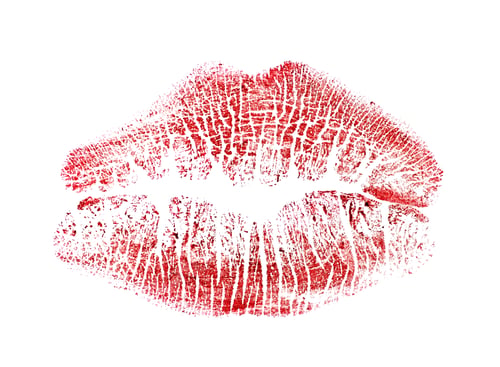 Preview: Color lipstick kiss mark on white background