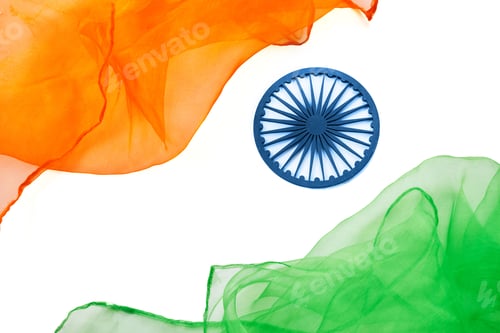 Preview: Indian Independence Day concept background with Ashoka wheel