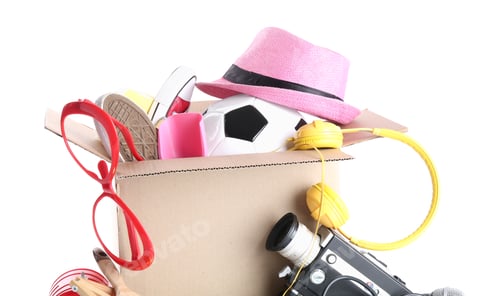 Preview: Box of unwanted stuff isolated on white