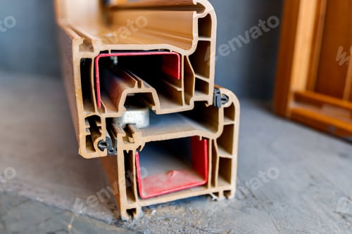 Preview: View of the inside of a window frame cut away, to improve the thermal insulation of the houses.