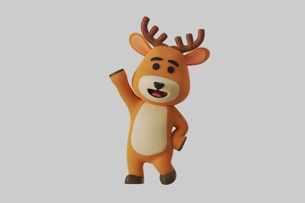 Preview: Cartoon happy deer character