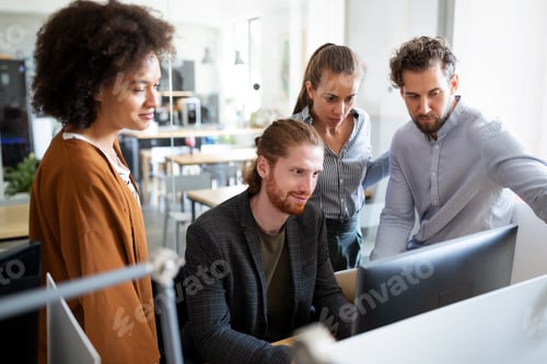 Preview: Programmers cooperating brainstorming at information technology company