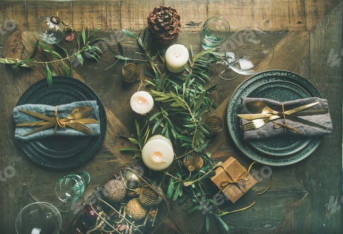 Preview: Christmas or New Years eve celebration party table setting