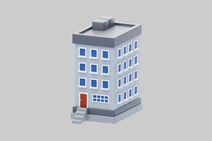 Cartoon apartment building with door