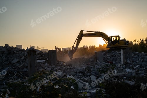 Preview: Excavator digger in a construction area