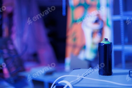 Preview: Aerosols paint cans in abandoned glowing space