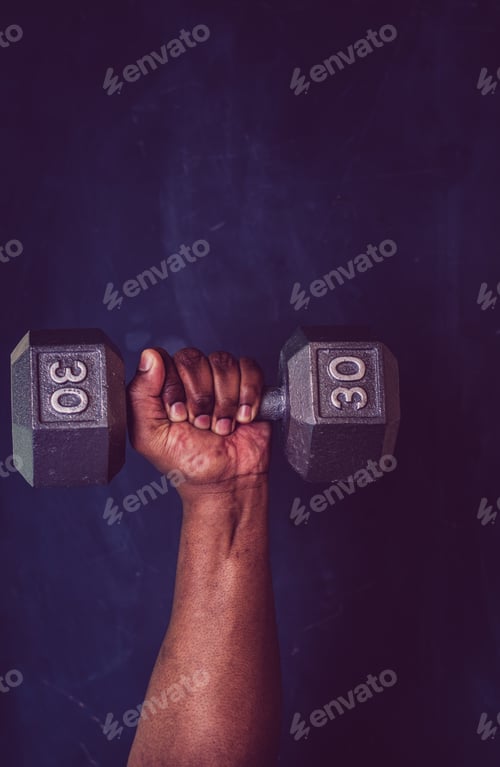 Preview: African American man lifting weights, workout, exercise