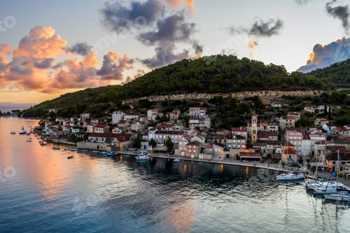 Preview: Aerial view of Vis town on Vis island, Croatia