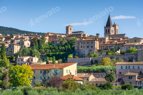 Preview: Medieval Hill Town of Spello with Church Towers, Umbria, Italy