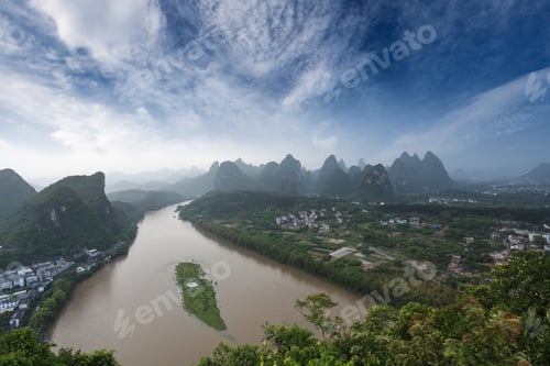 Preview: karst landform under blue sky in yangshuo