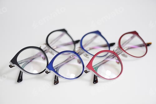 Preview: Multicolored glasses on the white background