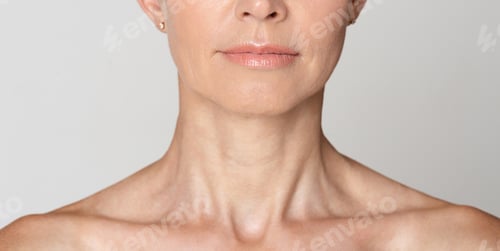 Preview: Skin care. Half face portrait of mature woman