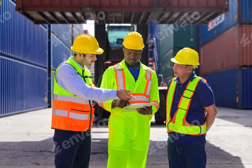Preview: Warehouse engineer working at container yard