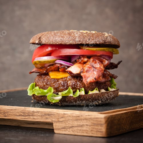 Preview: Burger on serving board