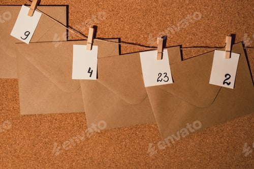 Preview: Original Advent Calendar made of envelopes in earth tones recycling eco zero waste concept