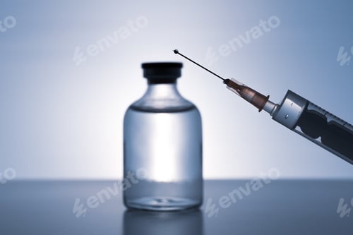 Preview: Bottle with solution for injection and injection needle