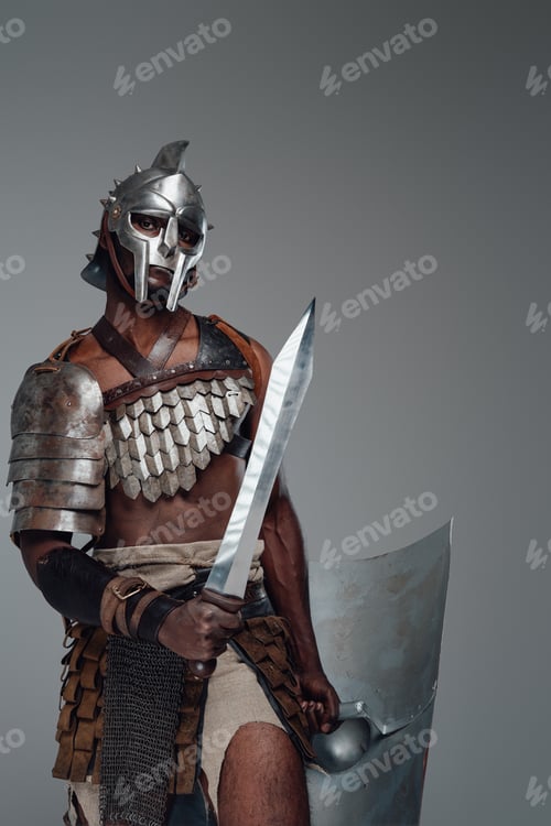 Preview: African gladiator of ancient rome wielding short sword