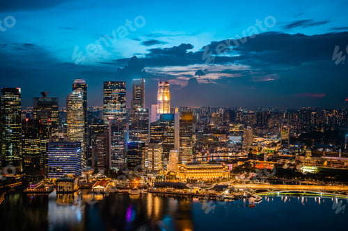 Preview: Singapore city skyline with modern skyscraper architecture building in concept of financial business