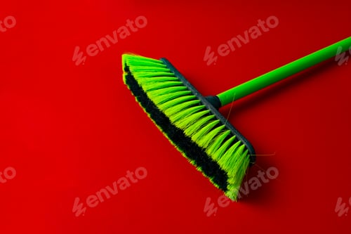 Preview: a simple cleaning colorful brush flat lay on the floor isolated