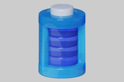 Gradient blue chemical container 3D, Incl. Blue & container - Envato
