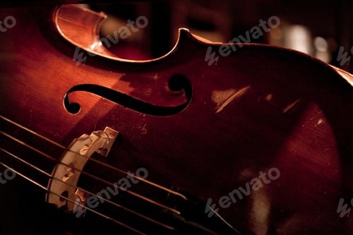 Preview: Double bass on the stage at jazz concert