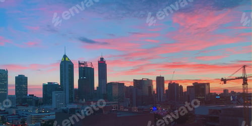 Preview: Beautiful shot of skyscrapers during a pink sunset in Australia